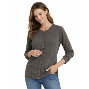 Firenze Sweater Women's Size Large Brown Wool Angora Cardigan Italy Vintage